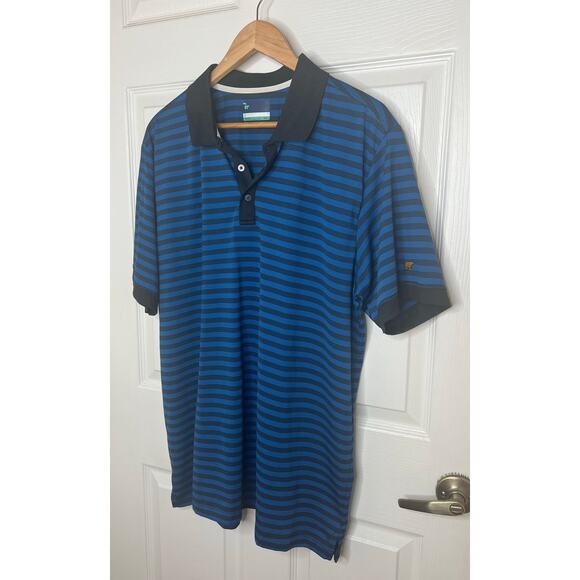 Jack Nicklaus Men's Moisture Wicking Golf Blue and Black Striped Polo Size XL - Picture 3 of 8